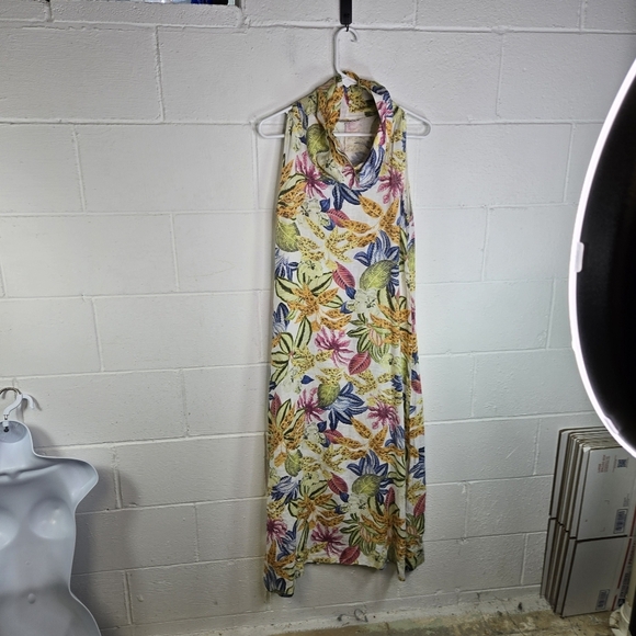Francesca Bettini Linen Floral Sleeveless Long Maxi Dress - Picture 7 of 9